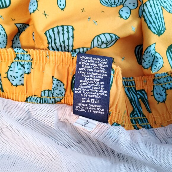 George Mens Cactus Print Swim Shorts Yellow Green Size M - Picture 4 of 8